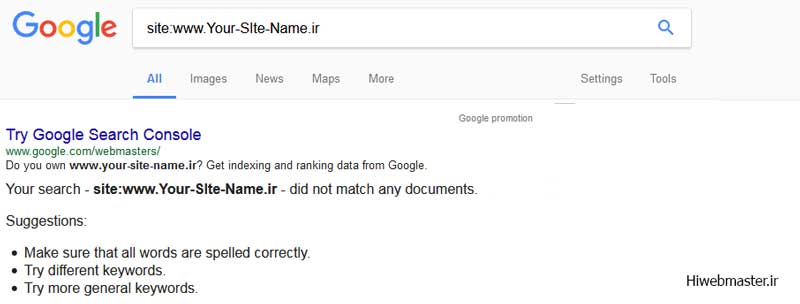 نبودن سایت در نتایج جستجو گوگل